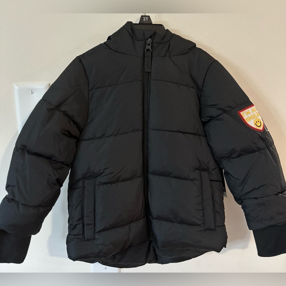 Okie Dokie Toddler Boys Black All Smiles Heavyweight Puffer Jacket NWT S…